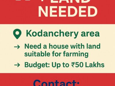 House with Land Wanted in Kodanchery – Budget up to ₹50 Lakh