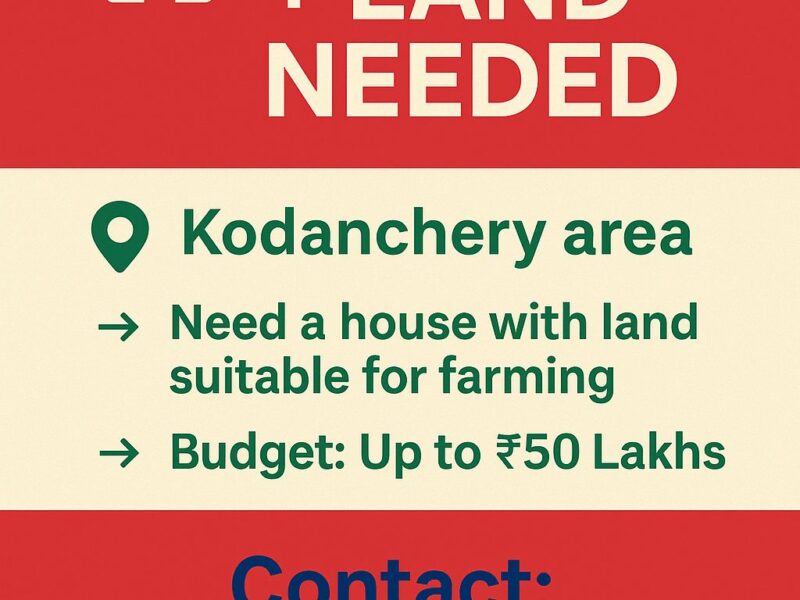 House with Land Wanted in Kodanchery – Budget up to ₹50 Lakh