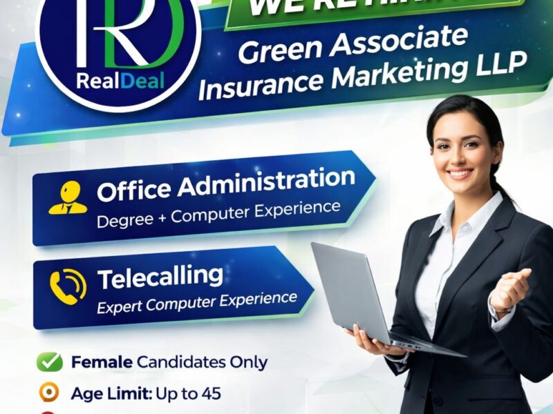 Immediate Job Openings: Green Associate Insurance Marketing LLP