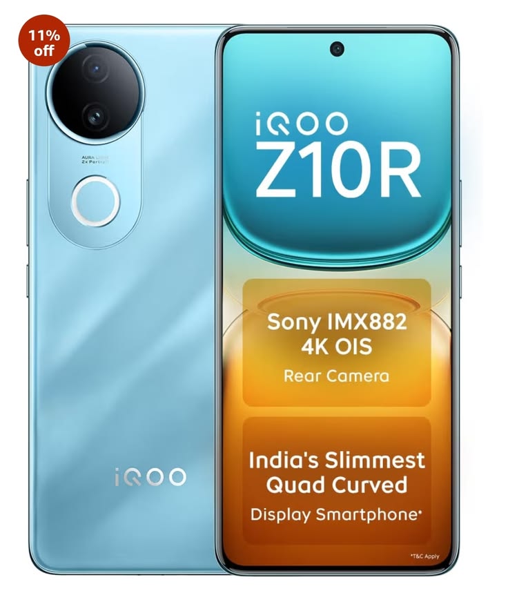 iQOO Z10R 5G (Aquamarine, 12GB RAM, 256GB Storage) | 32MP 4K Selfie Camera | Quad-Curved AMOLED Display | Dimensity 7400 Processor with 750K+ AnTuTu Score