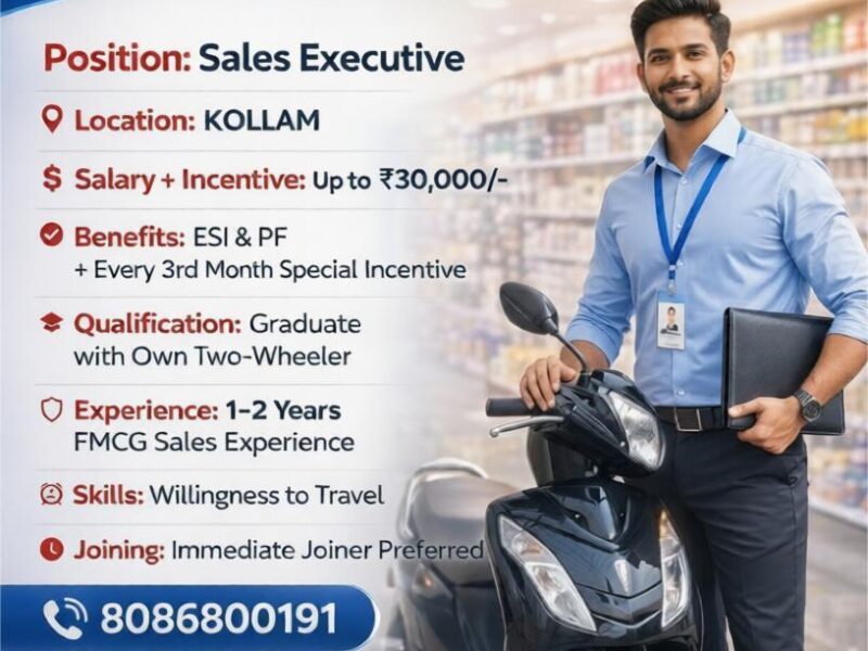 Sales Executive (FMCG) – Sabari Group, Kollam