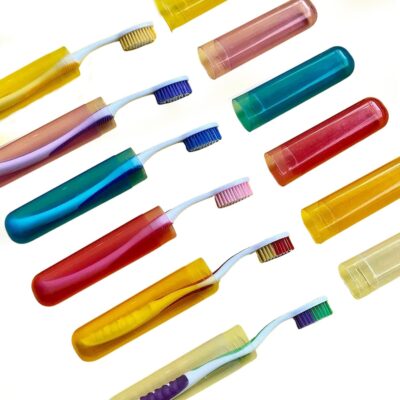 Oblivion Toothbrush Holder 4 Pc - Plastic Anti-Bacterial Travel Protectors for Oral Care - Portable Brush Holder for Bathroom Wall, Trip & Travel - Multicolor Toothbrush Case Box & Cover Container Set