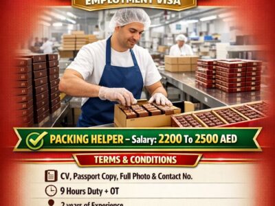 Free Job Alert: Packing Helpers for Chocolate Factory in Dubai
