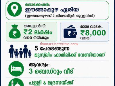 House for Rent Wanted Near Engapuzha, Kozhikode: Requirements & Contact Details
